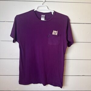 Rip N Dip Lord Nermal Pocket Tee L Purple Shirt Cat Casual Skater Punk Novelty